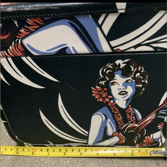 PRADA HULA GIRL Hawaiian Print Saffiano Leather Beauty Make Up Case Bag Limited - Picture 7 of 10